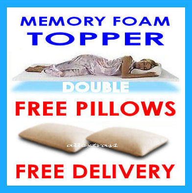 Double Memory Foam Mattress Topper + FREE PILLOWS & DEL | eBay