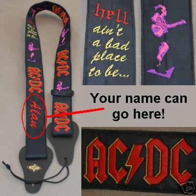 AC/DC Tribute Custom Embroidered Guitar Strap