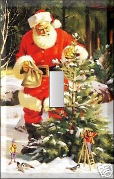 CHRISTMAS SANTA CLAUS TREE & ELFS SINGLE SWITCH PLATE  