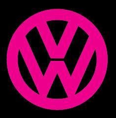 VW VOLKSWAGEN LOGO STICKER / LABEL 5 X 5 PINK  