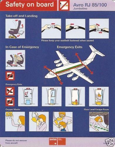 Safety Card   Swiss   Avro RJ 85 / 100 Jumbolino (SC424  