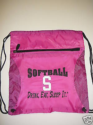 Softball Drawstring Backpack, Drink, Eat, Sleep It.  