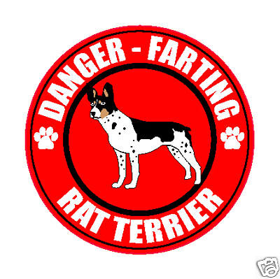 FARTING RAT TERRIER SILHOUETTE 2 FART 5 DOG STICKER  