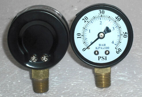 POOL SPA FILTER PRESSURE GAUGE lower mount 0 60 1/4  