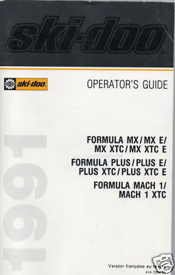 1991 SKI DOO FORMULA MX,PLUS, MACH 1 OPERATORS MANUAL  