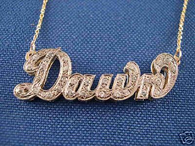 Personalized 14K Gold ANY NAME Necklace w. DIAMONDS  