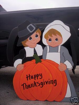 PILGRIM COUPLE * 46 inch Tall * Thanksgiving Yard Art  