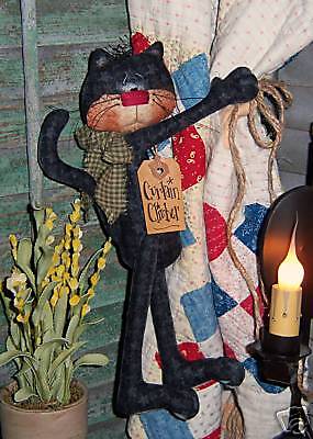 Primitive Black Kitty Cat Doll Hang Ornie Pattern #347  