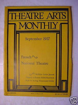 THEATRE ARTS September 1937 FRANCE EDITH HAMILTON +++  