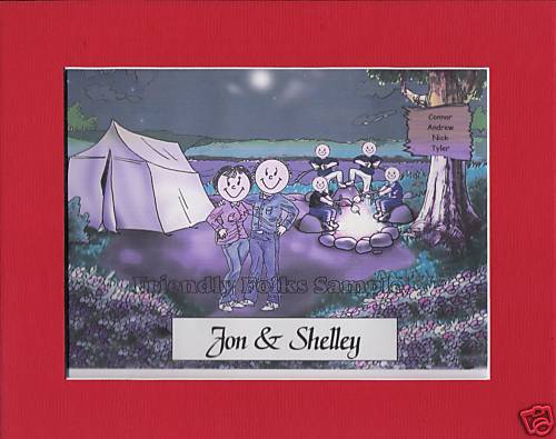 PERSONALIZED CARTOON Camping trips RV trailer motorhome  