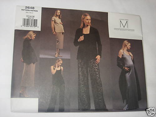 Vogue Pattern 2648 Sara Maternity Dress Shawl Top Pant  