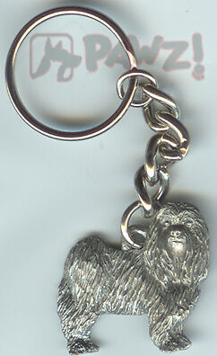 Maltese Puppy Cut Dog Pewter Keychain Key Chain Ring