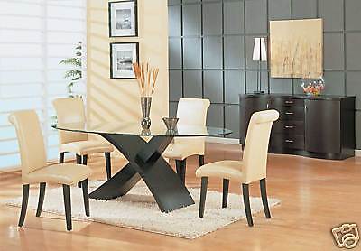 Redona Cross Legs Modern Dining Room Set w/ Oval Glass  