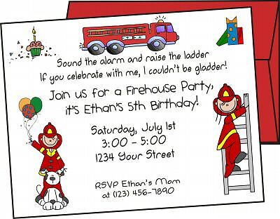 Personalized FIREFIGHTER BIRTHDAY Party INVITATIONS  