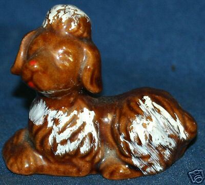 Vintage Art Pottery Clay Ceramic Poodle Dog Figurine  