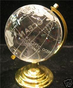 Crystal World Map Globe Sphere Paperweight Feng Shui  