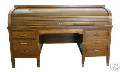 4144 American Bankers Golden Oak C Roll Desk c. 1910  