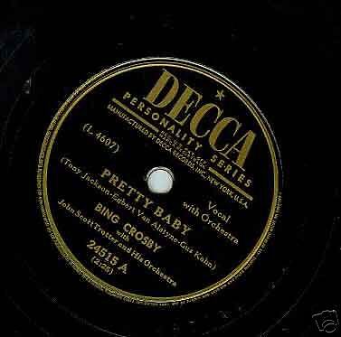 1947 Decca 78rpm   BING CROSBY Pretty Baby / Swingin Down the Lane 