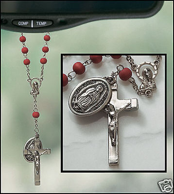 LADY O GUADALUPE Rear View Mirror Rosary SACRED HEART  