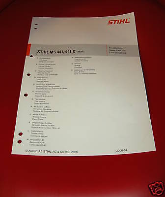 MS 441 Stihl Chainsaw Parts Manual *New* MS441  