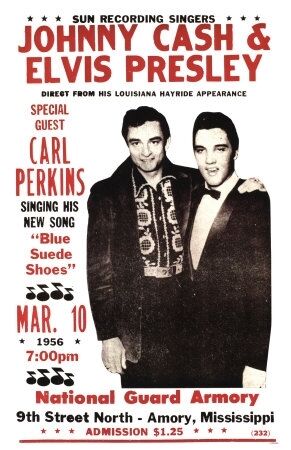 Johnny Cash and Elvis Presley   Vintage Concert Poster  