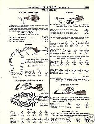 DELAVAN SKINNERS PFLUEGER FISHING LURE 1930 CATALOG AD  