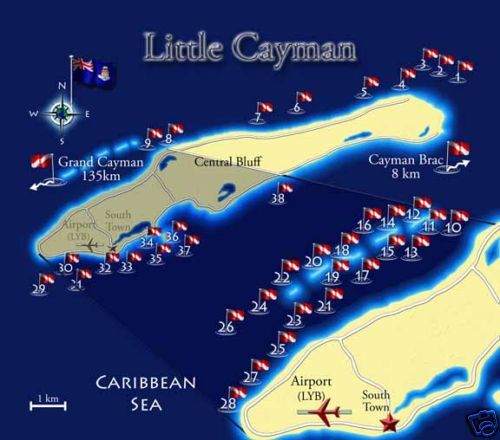 Little Cayman Dive Map (SCUBA dictionary)  