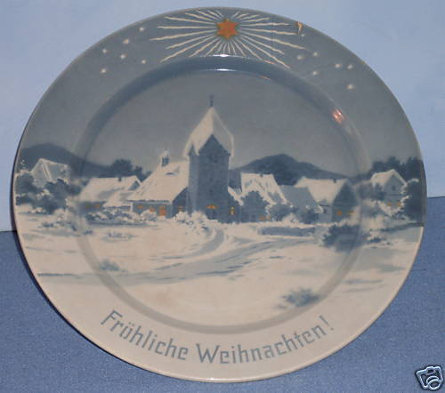 Vintage Blue & White German Christmas Plate  