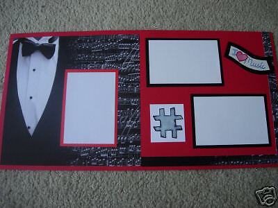 TUX I LOVE MUSIC NOTES 12x12 premade SCRAPBOOK PGS  