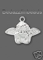 10 Silver Plated Angel w/Wings Drop Charms~Religious  
