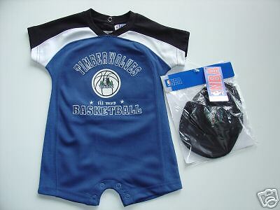 NWT 2pc MINNESOTA TIMBERWOLVES Romper & Hat SET 12M  