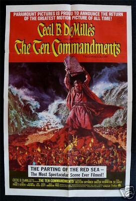 THE TEN COMMANDMENTS * 1SH ORIG MOVIE POSTER C8 1966R  