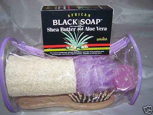 African Black Soap With Shea Butter/Aloe Vera Bath Set  