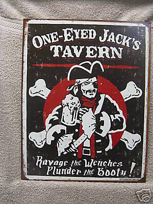 PIRATES Tin Metal Sign FUNNY Bar Decor BEER Jack  