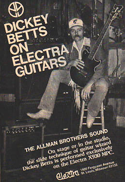 Dickey Betts Electra Pinup Ad Vtg Guitar Allman Brother