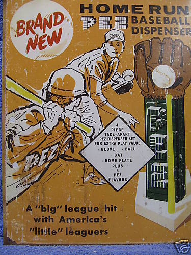 PEZ Dispenser Baseball Tin Metal Sign  