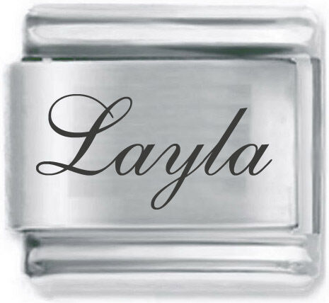 Italian Charm 9mm laser Script Font Name Word Layla  