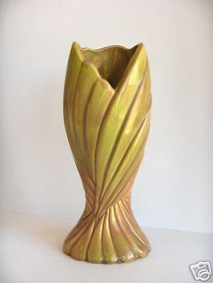 West Coast Art Nouveau Twist Vase Blended Green  