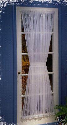 SHEER VOILE ROD POCKET DOOR PANEL CURTAIN 40 INCH LONG WHITE  