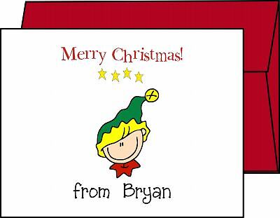 Personalized CHRISTMAS HOLIDAY Stick Figure Note Cards  