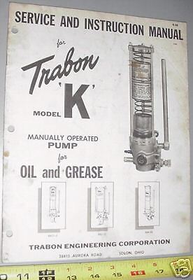 Trabon Lube Lubrication Pump K Service & Install Manual  