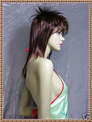 Medium Spiky Mixed Brown Hair Wig w/Gift (M10 ab)  