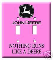 John Deere Double Light Switch Cover Pink  