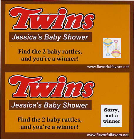 Twins Baby Shower party favors scratch off game  