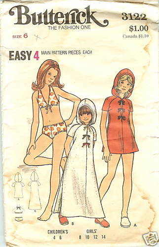 VINTAGE BUTTERICK PATTERN 3122 size 6, Swimming suit  