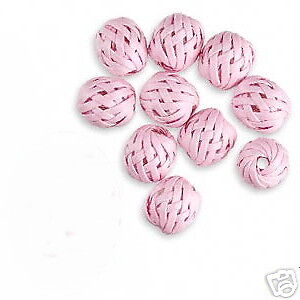 10 Big Pink Acrylic Plastic Woven Drum Beads Large Hole