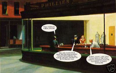 EDWARD Hopper Nighthawks MisguidedMasterpieces Postcard  