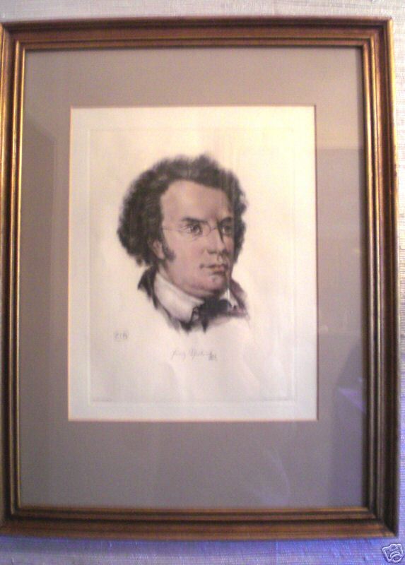 Engraving Franz Schubert by F Hanfstaengl Munich