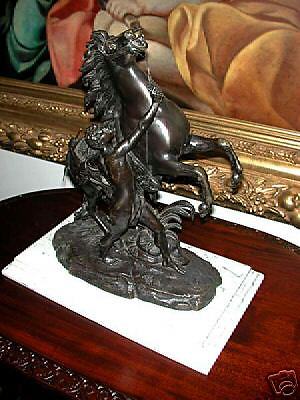 5345 Beautiful Pr 19th C. Bronze Marly Horses w/Riders  