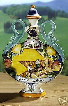 Majolica Deruta Bottle Vino Nobile Scenery Intrada NEW  